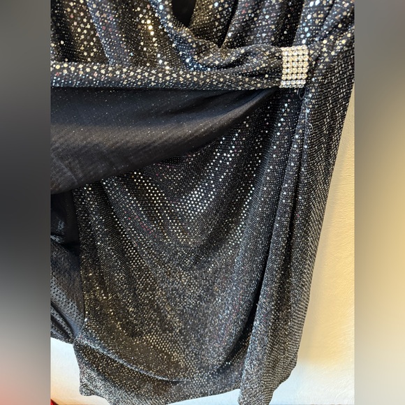R&M Richards Plus 16W Sparkly Party Cocktail Gown Dress Sheer Ruffle Sleeve NWT - Picture 5 of 8